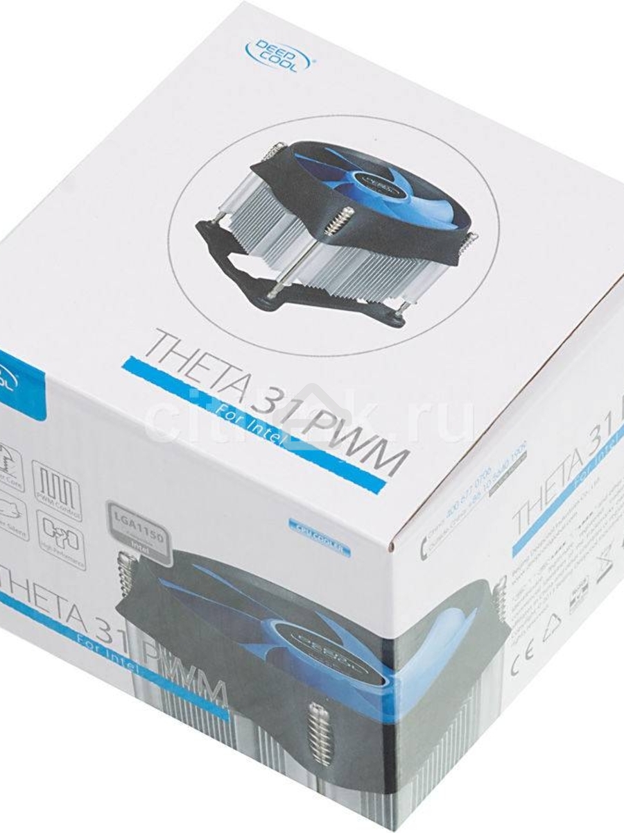 Кулер для процессора DEEPCOOL THETA 31 PWM черный/синий, 92 мм, алюминий/медь, 2400 об/мин, 32.5 дБ, 4 pin, 95 Вт, 60 мм