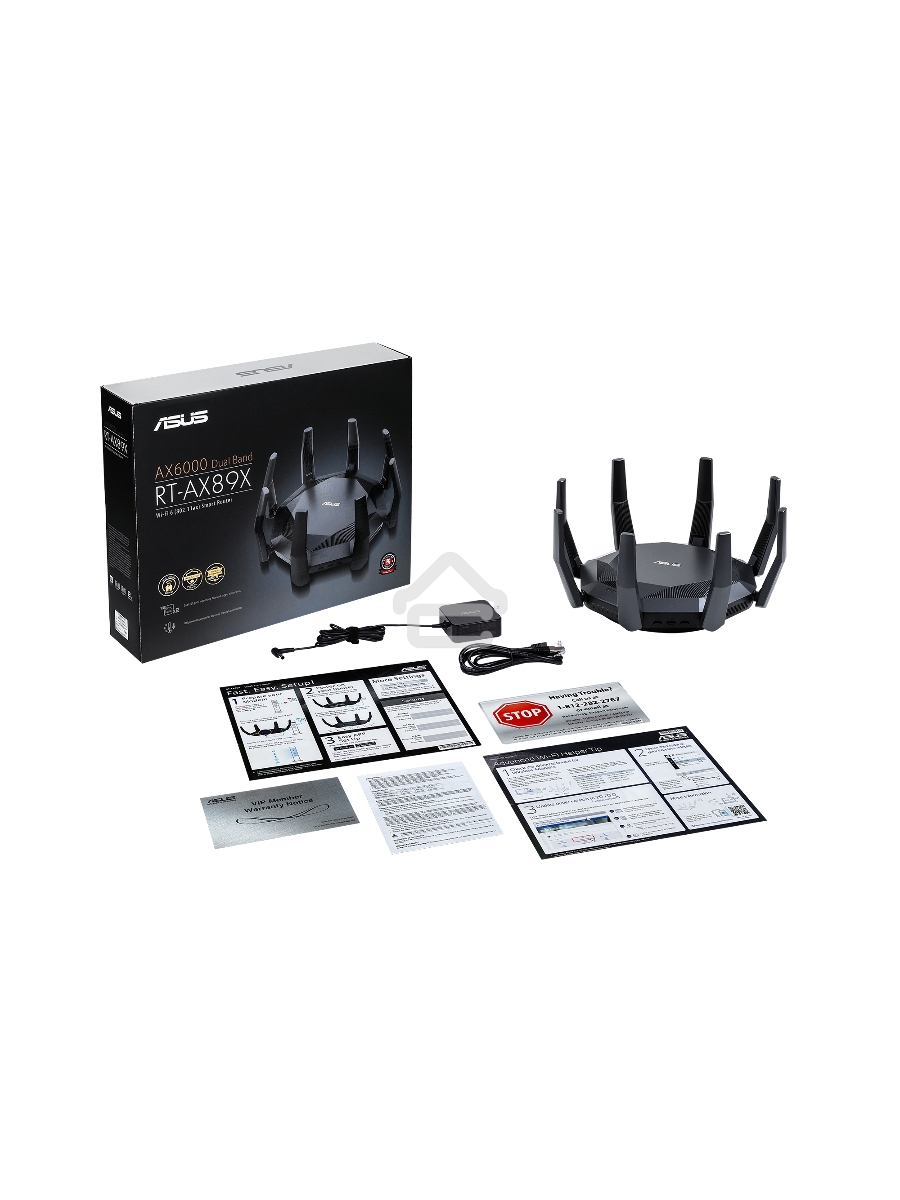 Роутер ASUS RT-AX89X, 802.11b/g/n/ac/ax, до 1148+4804 бит/c, 2,4 + 5 гГц, 8 антенны, USB, GBT LAN