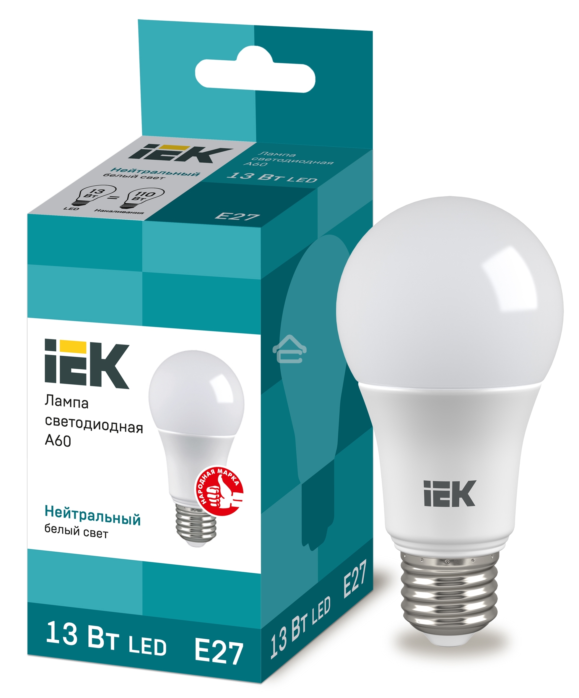 Лампа Iek LLE-A60-13-230-40-E27 светодиодная ECO A60 шар 13Вт 230В 4000К E27 IEK