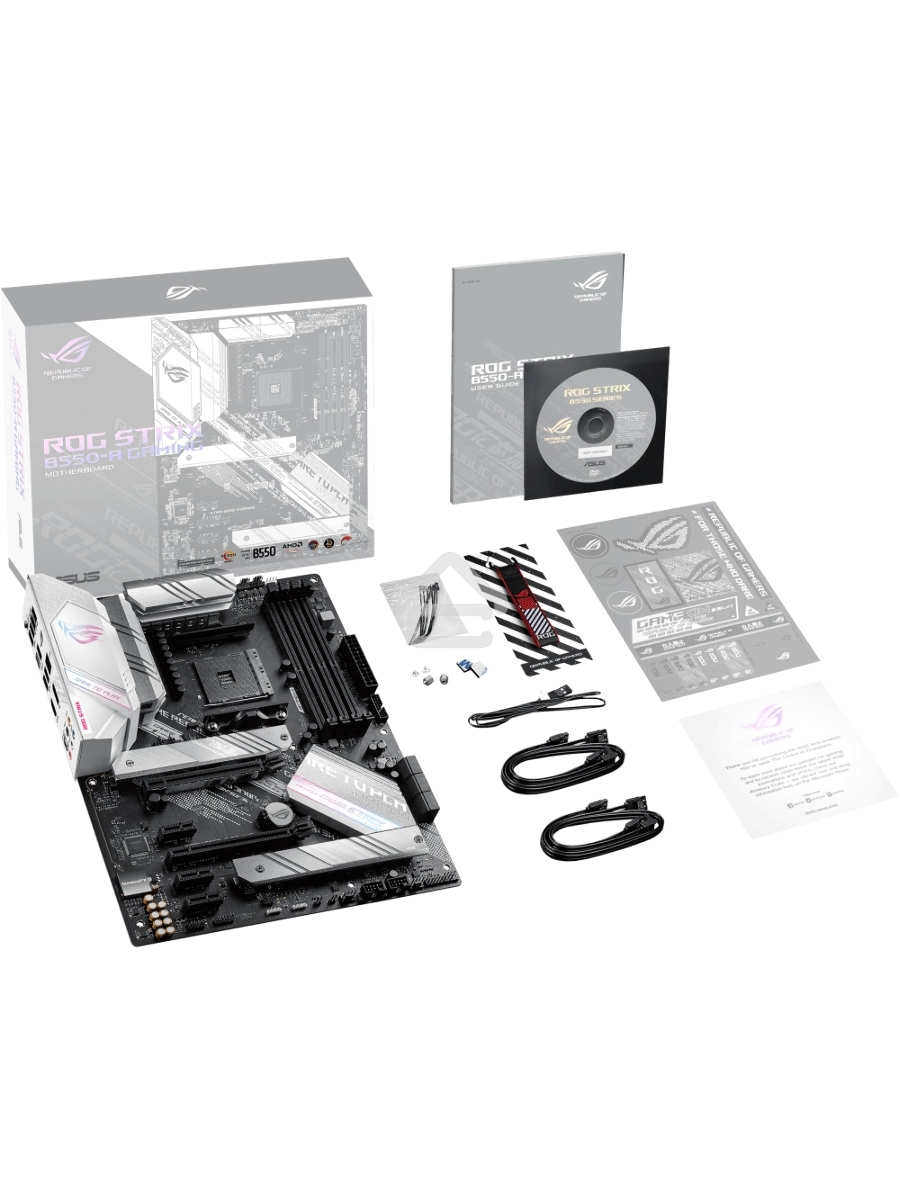 Материнская плата ASUS ROG STRIX B550-A GAMING, AM4, AMD B550, 4xDDR4, 6xSATA, 2xM.2, 1xPCI-E 4.0 x16, 1xPCI-E 3.0 x16, 3xPCI-E x1, 1xHDMI, 1xDP, 1x 2.5Gb LAN, 4xUSB 3.2 Gen 1, 1xUSB 3.2 Gen 2, 1xUSB-C 3.2 Gen 2, 5x3.5 мм, 7.1, ATX