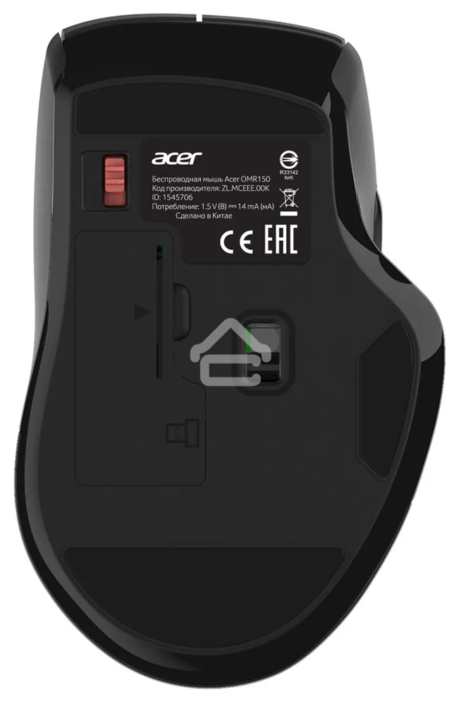 Мышь беспроводная Acer OMR150 черный, 1600 dpi, радиоканал, USB, кнопки - 6