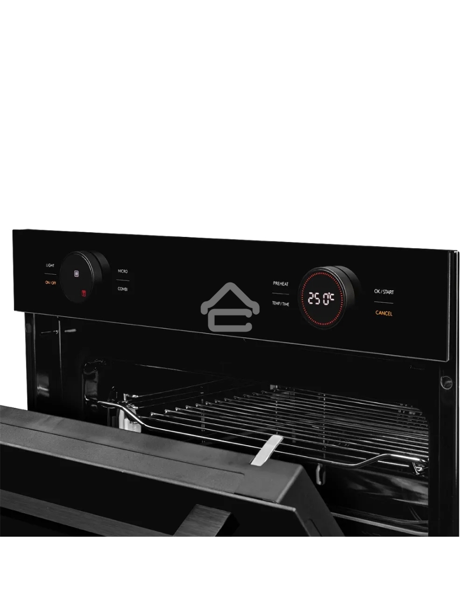 Встраиваемый духовой шкаф Kuppersberg KMW 612 Black с СВЧ, 45 см, 50л, 12 режимов, гидролизная очистка, черный