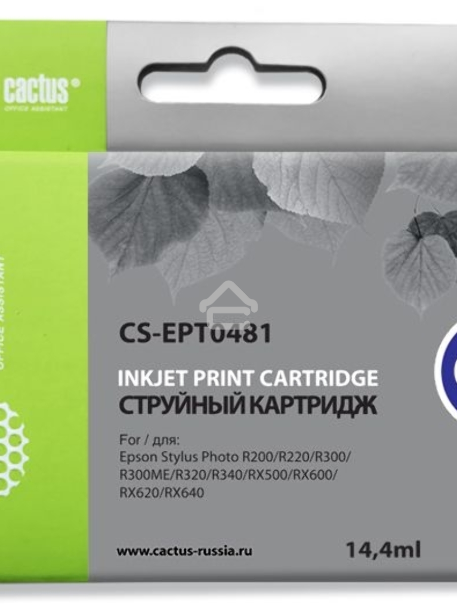 Картридж струйный Cactus CS-EPT0481 черный (14,4 мл) для Epson Photo R200/R220/R300/R320/R340/RX500/RX600/RX620/RX640