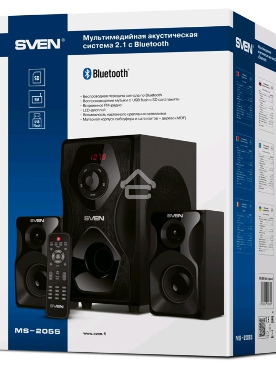 Акустическая система SVEN AC MS-2055, черный (55Вт, FM-тюнер, USB/SD, дисплей, ПДУ, Bluetooth)