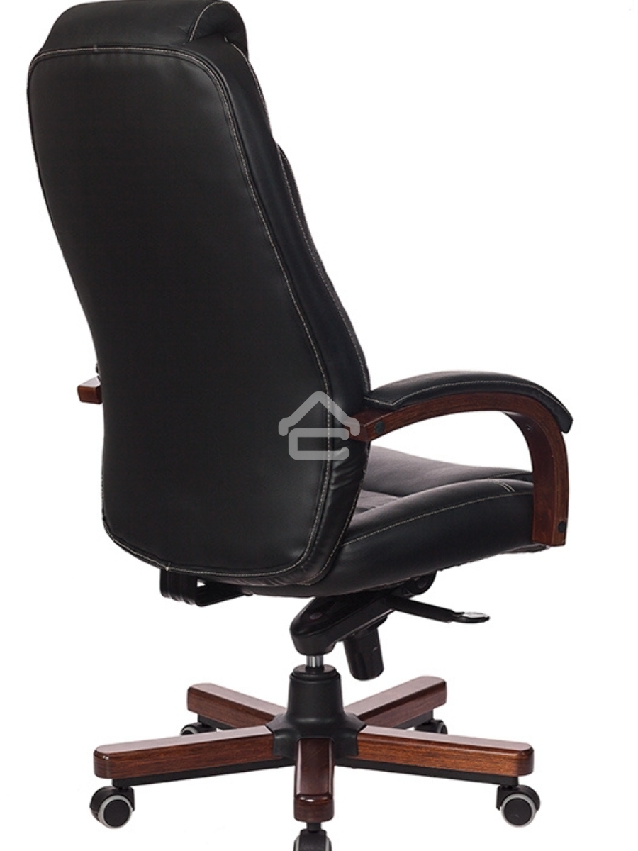 Кресло руководителя Бюрократ T-9923WALNUT/BLACK черный, кожа, крестовина дерево
