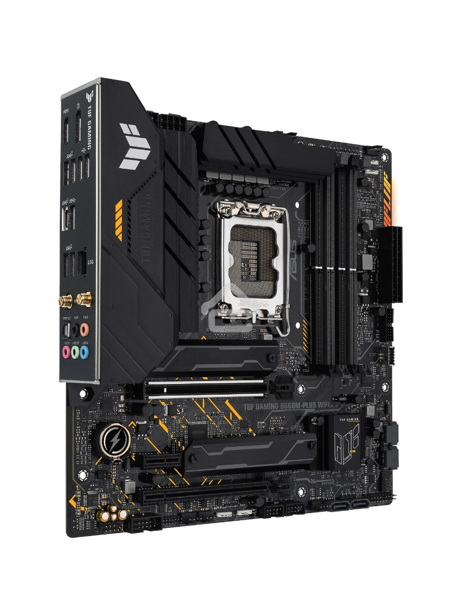 Материнская плата ASUS TUF GAMING B660M-PLUS WIFI, LGA 1700, Intel B660, 4xDDR5, 4xSATA, 2xM.2, 1xPCIe 5.0 x16, 1xPCIe 3.0 x4, 1xPCIe x1, 1xDP, 1xHDMI, 1x 2.5Gb LAN, 4xUSB-A 3.2 Gen 2, 1xUSB-A 3.2 Gen 1, 2xUSB 2.0, 1xUSB-C 3.2 Gen 2x2, 5x3.5 мм, 7.1, mATX