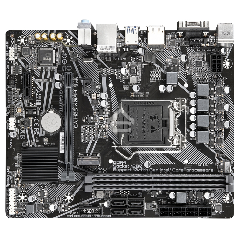 Материнская плата Gigabyte H510M S2H V3 (V2.0), LGA 1200, Intel H470, 2xDDR4, 4xSATA, 1xM.2, 1xPCIe 3.0 x16, 1xDP, 1xHDMI, 1xVGA, 1x 1Gb LAN, 2xUSB-A 3.2 Gen 1, 4xUSB-A 2.0, 3x 3.5 мм, 7.1, mATX