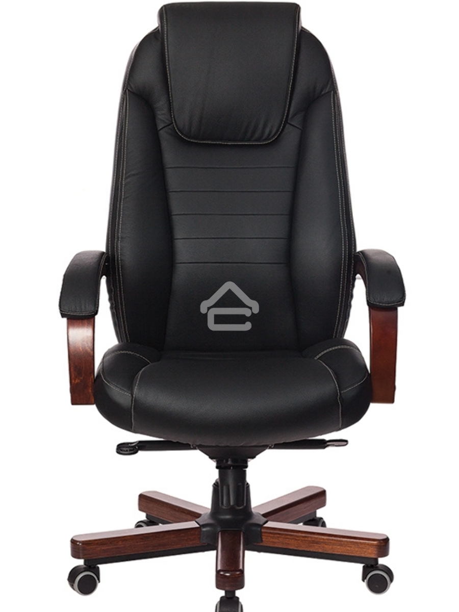 Кресло руководителя Бюрократ T-9923WALNUT/BLACK черный, кожа, крестовина дерево