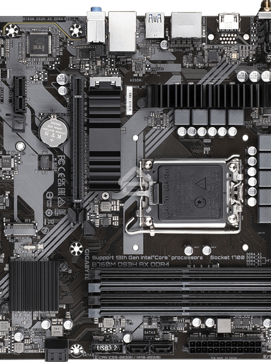 Материнская плата Gigabyte B760M DS3H AX DDR4, LGA 1700, Intel B760, 4xDDR4, 4xSATA, 2xM.2, 1xPCI-E 4.0 x16, 2xPCI-E 4.0 x1, 1xHDMI, 2xDP, 1x 2.5Gb LAN, 3xUSB 3.2 Gen 1, 2xUSB 2.0, 3x3.5 мм, 7.1, Micro-ATX