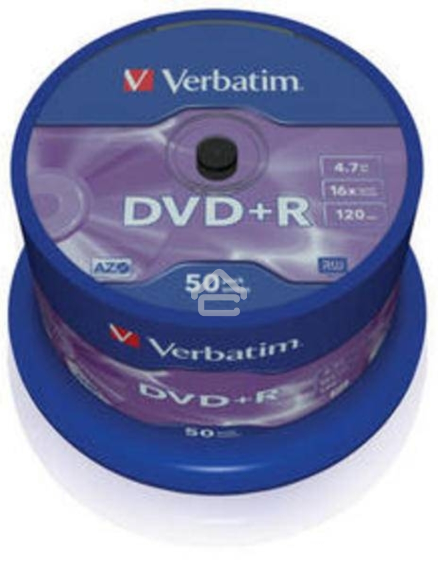 Диск DVD+R Verbatim 4.7Gb 16x Cake Box (50шт) (43550)