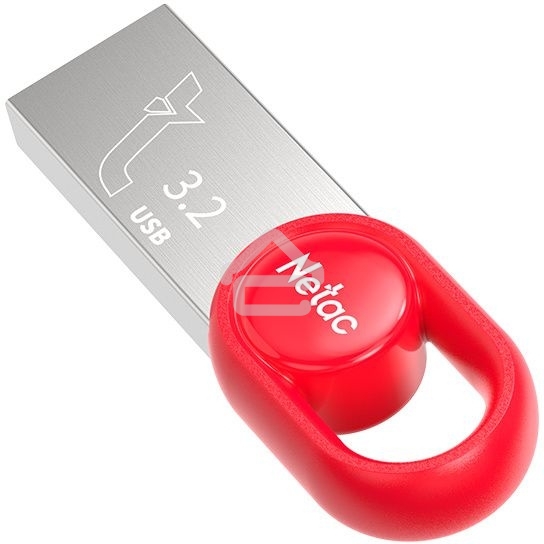 Флешка USB Netac UM2 (NT03UM2N-128G-32RE), 128Gb, USB 3.0, R/W 130/50, серебристый/красный