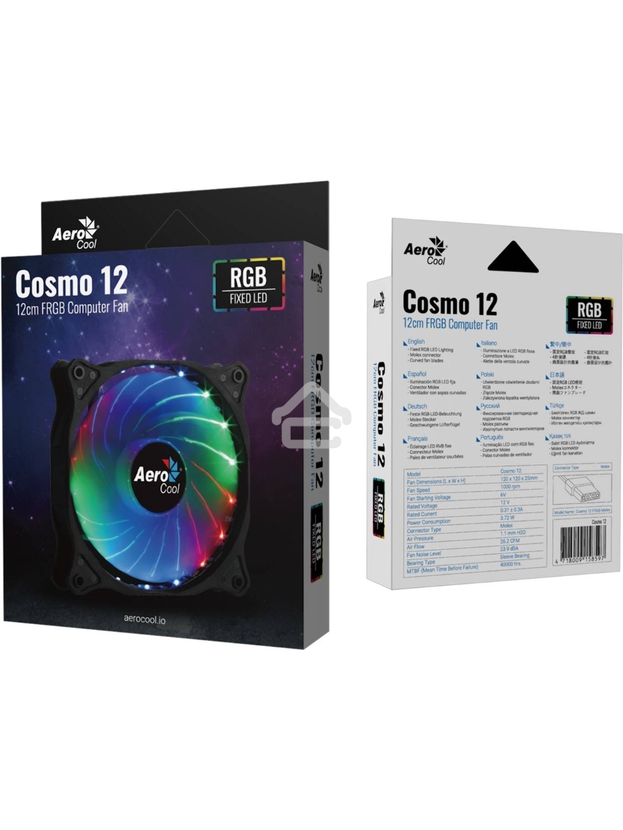 Вентилятор Aerocool / Formula Cosmo 12 черный, 120 мм, 1000 об/мин, 23.9 дБ, 4 pin