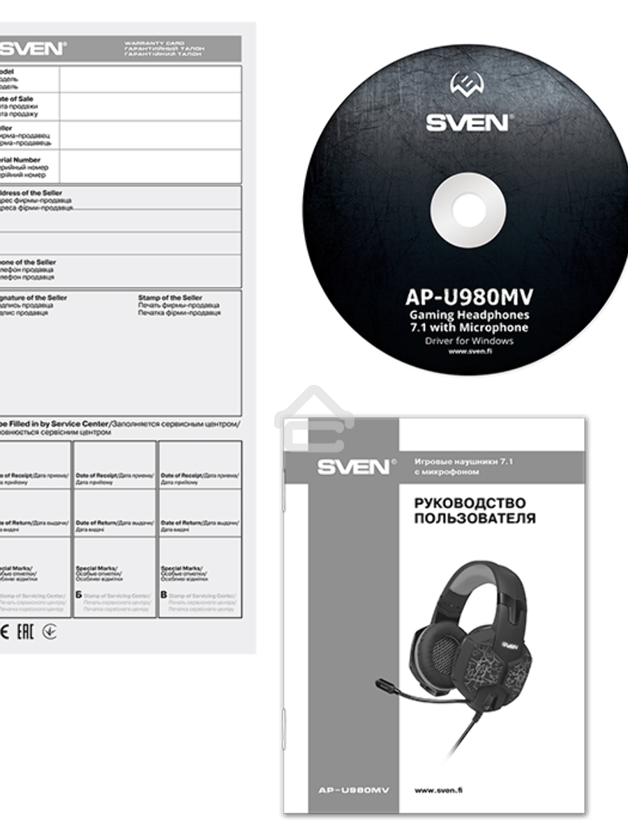 Гарнитура SVEN AP-U980MV, черный-синий (USB, LED, 7.1, 2.2m)
