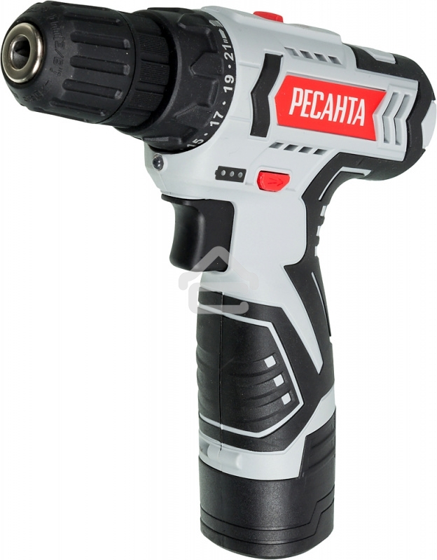 Дрель-шуруповерт аккумуляторная Ресанта ДА-12-2ЛК 75/14/2, Аккумуляторная, 12В, 2 АКБ, Кейс