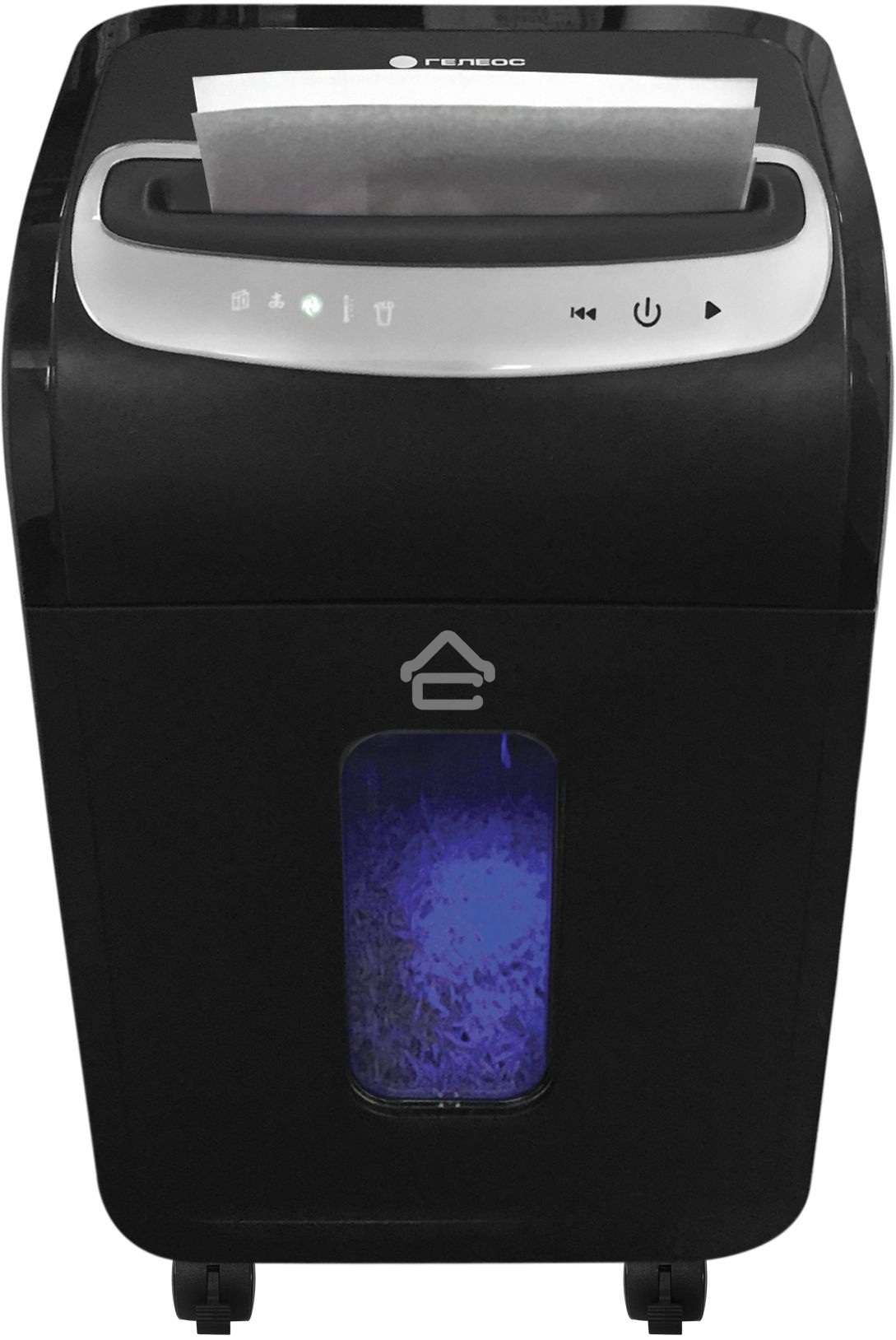 Шредер ГЕЛЕОС УМ35-5, (DIN P-5), фрагмент 1,9х14мм, 24-27 лист (70г/м2), CD/пл.карты/скрепки/скобы, 35 литров 