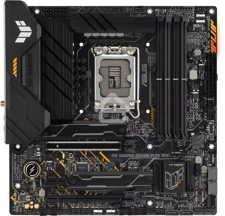 Материнская плата ASUS TUF GAMING B660M-PLUS WIFI, LGA 1700, Intel B660, 4xDDR5, 4xSATA, 2xM.2, 1xPCIe 5.0 x16, 1xPCIe 3.0 x4, 1xPCIe x1, 1xDP, 1xHDMI, 1x 2.5Gb LAN, 4xUSB-A 3.2 Gen 2, 1xUSB-A 3.2 Gen 1, 2xUSB 2.0, 1xUSB-C 3.2 Gen 2x2, 5x3.5 мм, 7.1, mATX