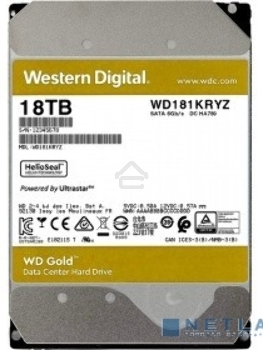 Жесткий диск Western Digital SATA 18TB 7200RPM 6GB/S 512MB GOLD WD181KRYZ