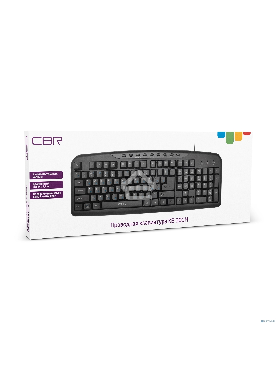 Клавиатура CBR KB 301M Black USB, Клавиатура 107+9 доп. кл.