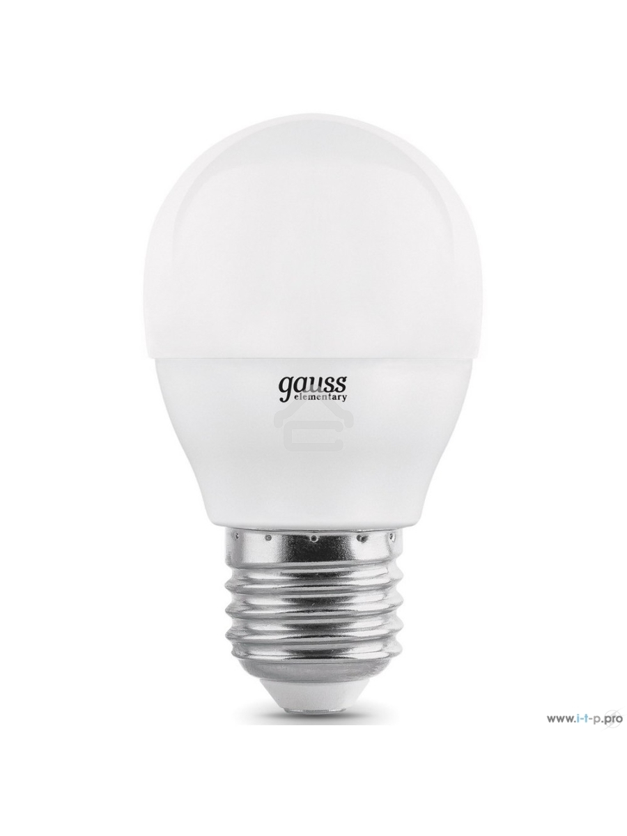 Светодиодная лампа GAUSS 53227T LED Elementary Шар 7W E27 4100K 1/40 (3 лампы в упаковке)
