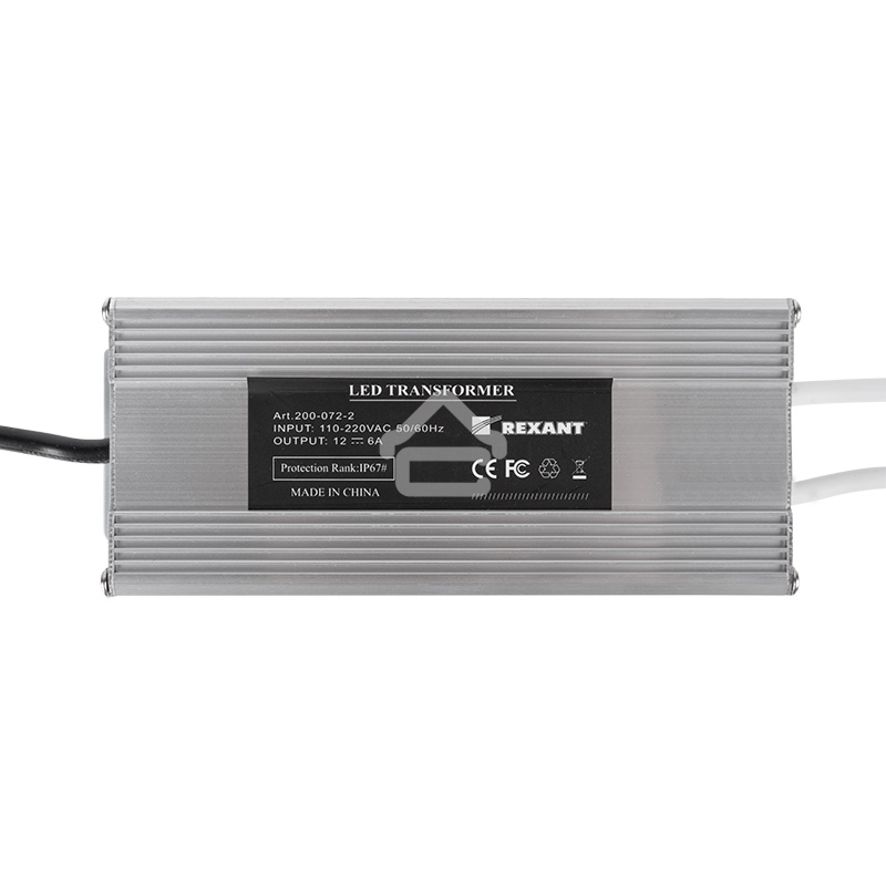 Источник питания 110-220 V AC/12 V DC 6 А 72 W с проводами влагозащищенный (IP67)