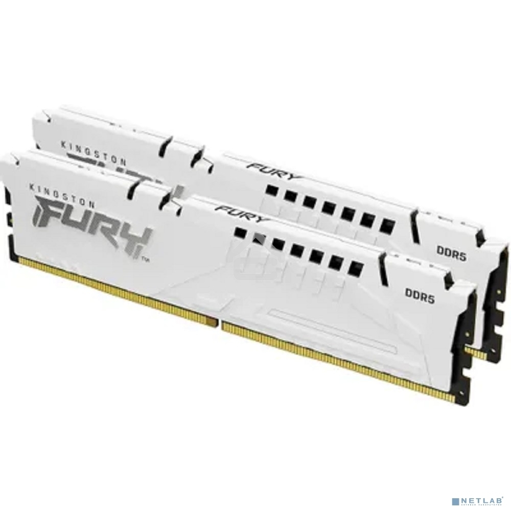 Оперативная память Kingston Fury Beast, DDR5, 32Gb (2x16 Gb), 5600 MHz, CL36, DIMM, радиатор, белый