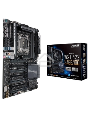 Материнская плата ASUS WS C422 SAGE/10G LGA2066, LGA2066, Intel C422, 8xDDR4, 8xSATA, 2xM.2 (PCIe x4/SATA), 7xPCIe 3.0 x16, 2xPCIe x16 (через PLX), 2x10Gb LAN (Intel X550-AT2), 1xUSB-C 10Gbps, 2xUSB-A 10Gbps, 4xUSB-A 5Gbps, 1xUSB-A 2.0, 1xHDMI, 1xDisplayP