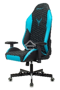 Кресло игровое Knight Neon черный/голубой соты эко.кожа с подголов. крестовина металл