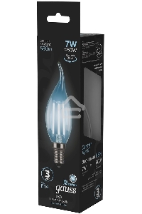 Светодиодная лампа GAUSS 104801207 LED Filament Свеча на ветру E14 7W 580lm 4100К 1/10/50