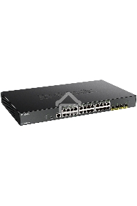 Коммутатор D-Link DGS-1250-28XMP/A1A, L2 Smart Switch with 24 10/100/1000Base-T ports and 4 10GBase-X SFP+ ports (24  PoE ports 802.3af/802.3at (30 W), PoE Budget 370W).16K Mac address, 802.3x Flow Control, 4K