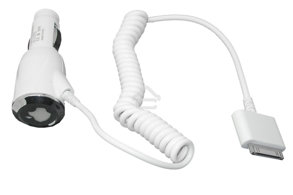 Автомобильная зарядка для Apple iPhone4s, iPhone4 (5V, 1A) белый