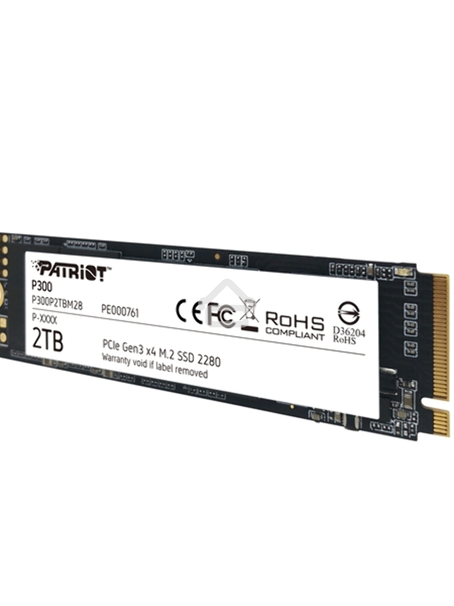 Накопитель SSD Patriot P300, 2TB, PCIe 3.0 x4, M.2 2280, NVMe, R/W 2100/1650