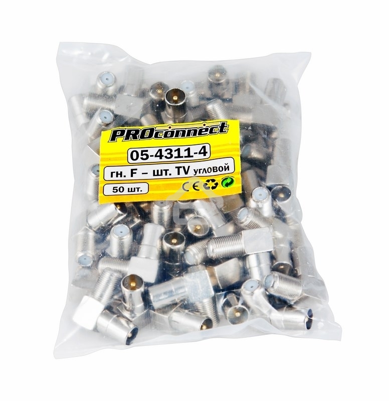 Переход гнездо F-штекер TV угловой PROCONNECT