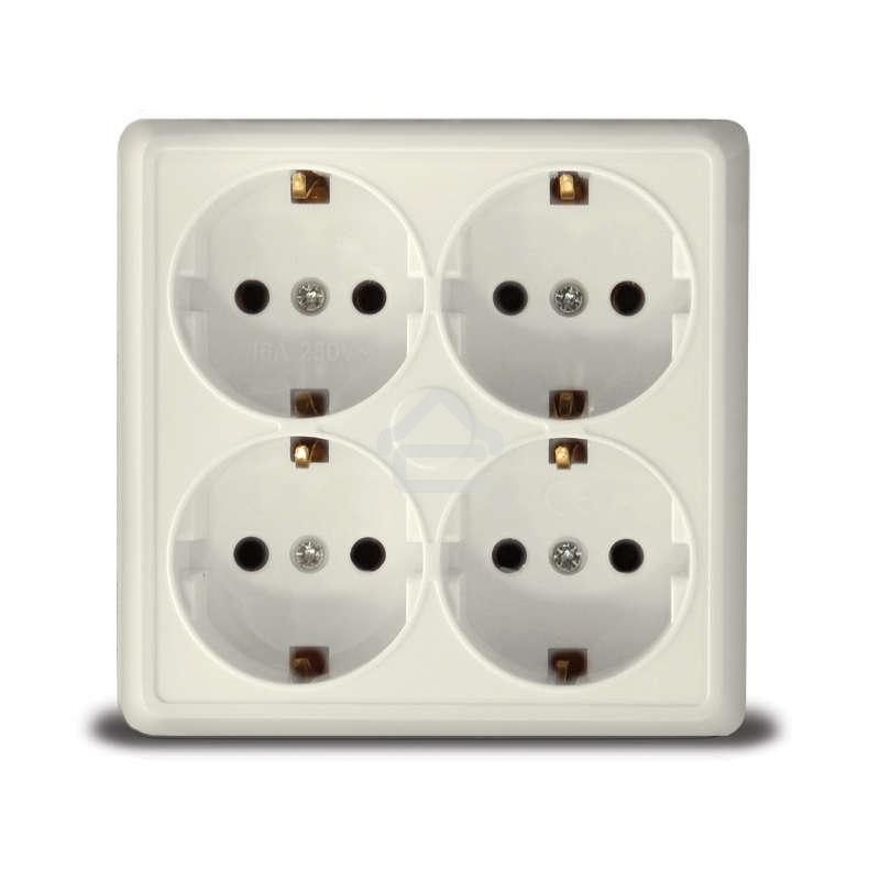 Розетка 4-м ОП Олимп с заземл. квадрат беж. UNIVersal 1171