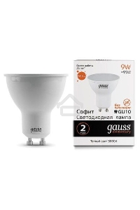 Лампа светодиодная Gauss Spotlight Elementary 9Вт цок.:GU10 спот 220B 3000K св.свеч.бел.теп. А67 (упак.:10шт) (13619)