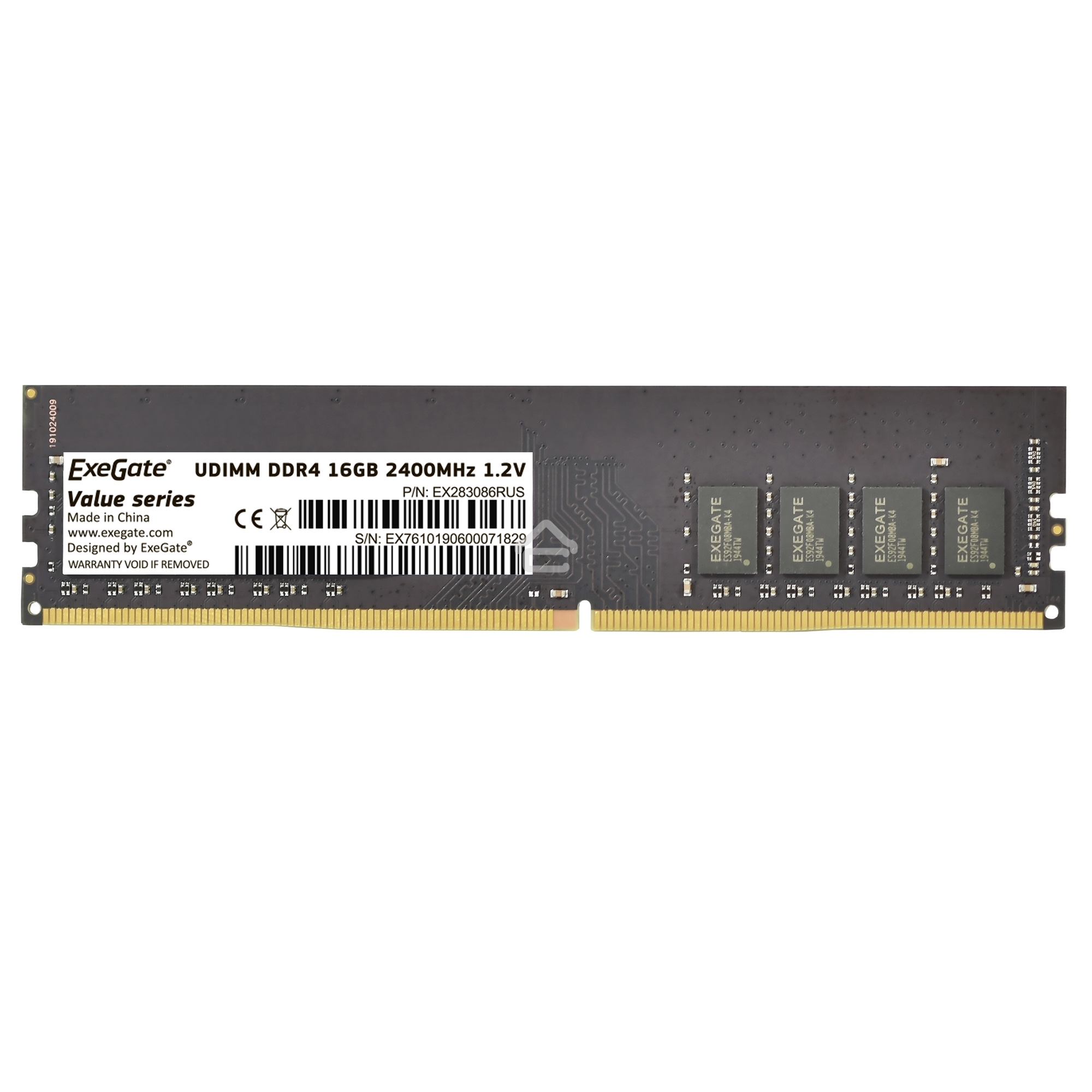 Оперативная память Exegate, DDR4, 16GB (1x16 GB), 2400 MHz, CL17, DIMM, OEM