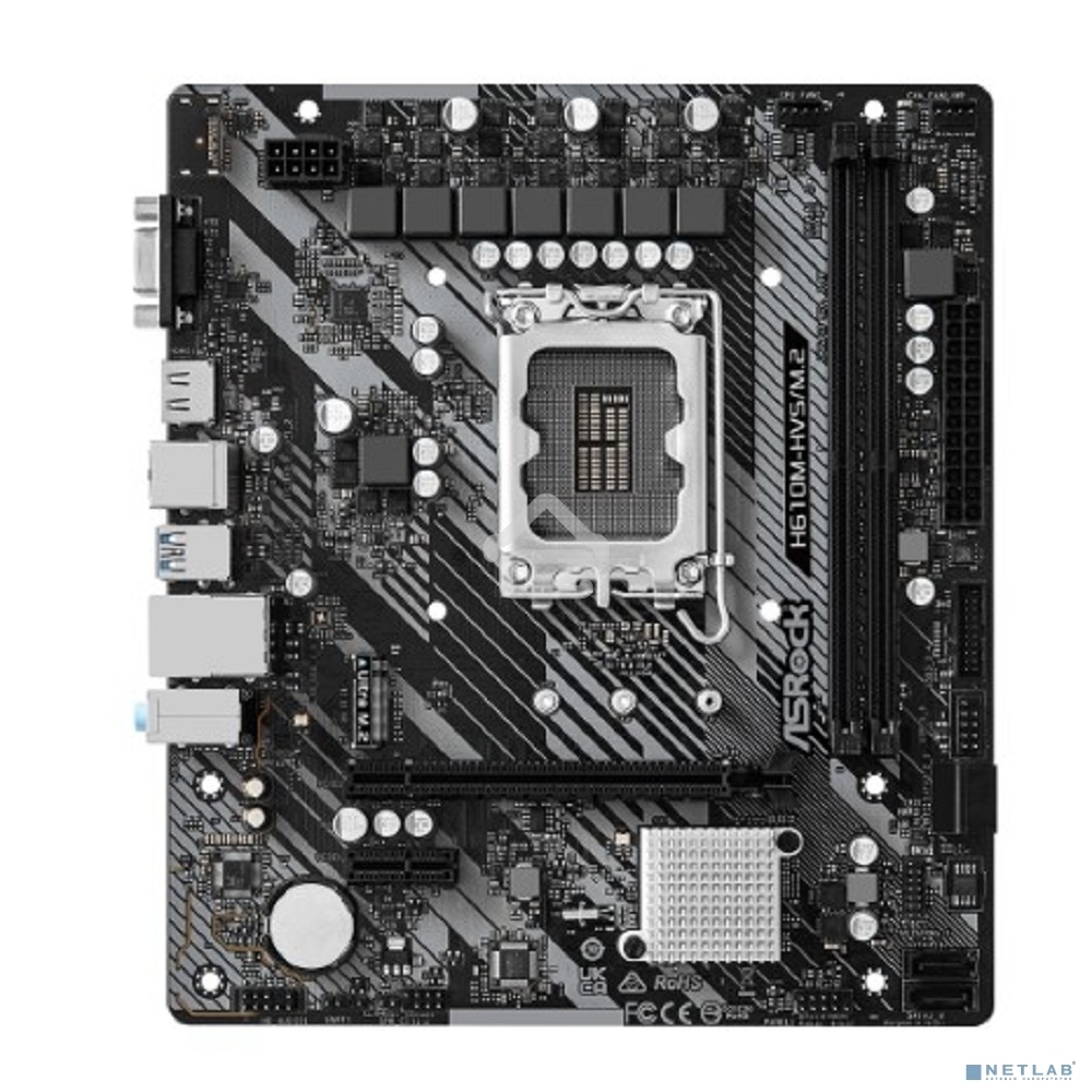 Материнская плата ASRock H610M-HVS/M.2 R2.0, LGA 1700, Intel H610, 2xDDR4, 4xSATA, 1xM.2, 1xPCIe 4.0 x16, 1xPCIe x1, 1xHDMI, 1xVGA, 1x 1Gb LAN, 4xUSB-A 2.0, 2xUSB-A 3.2 Gen 1, 3x3.5 мм, 7.1, mATX