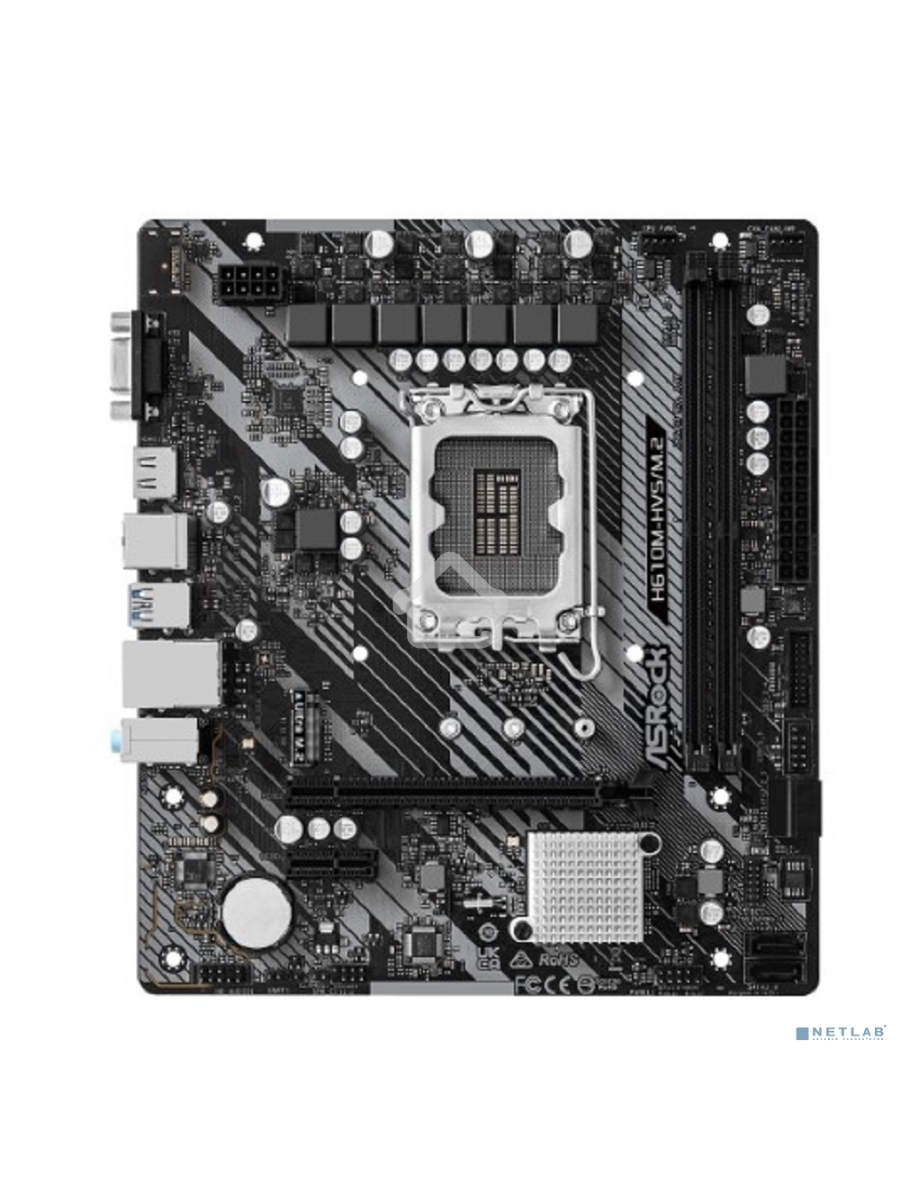 Материнская плата ASRock H610M-HVS/M.2 R2.0, LGA 1700, Intel H610, 2xDDR4, 4xSATA, 1xM.2, 1xPCIe 4.0 x16, 1xPCIe x1, 1xHDMI, 1xVGA, 1x 1Gb LAN, 4xUSB-A 2.0, 2xUSB-A 3.2 Gen 1, 3x3.5 мм, 7.1, mATX