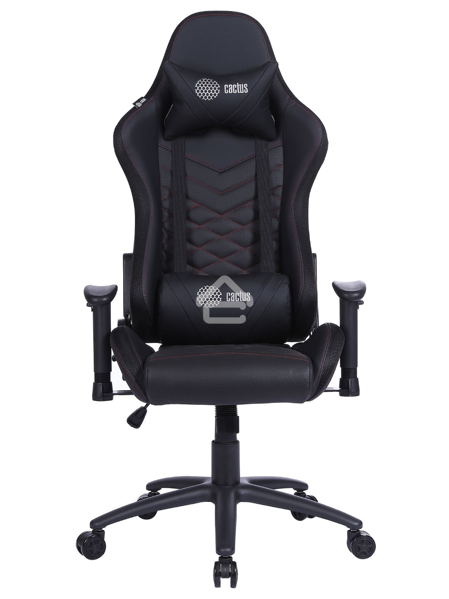 Кресло игровое Cactus CS-CHR-0099BLR черный/красный, сиденье черный/красный, эко.кожа, с подголов. крестовина металл, пластик черный