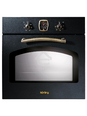Встраиваемая электрическая духовка Korting OKB 460 RN / 59.8 х 59.5 x 56 см, 6 режимов нагрева, аналоговые часы в классическом стиле Frank Muller, таймер, черный+бронза