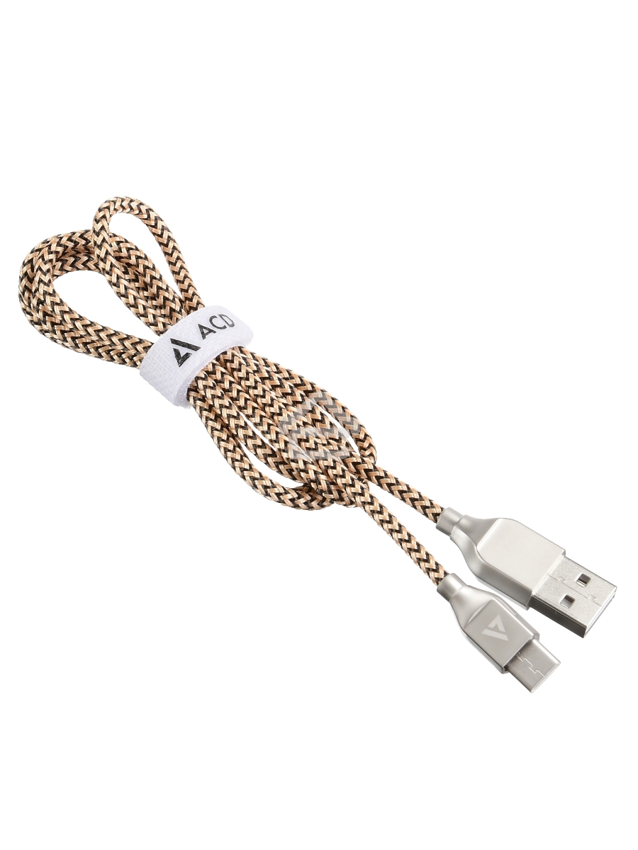 Кабель USB ACD-Titan Type-C ~ USB-A Нейлон, 1м, желто-черный (ACD-U927-C2Y)