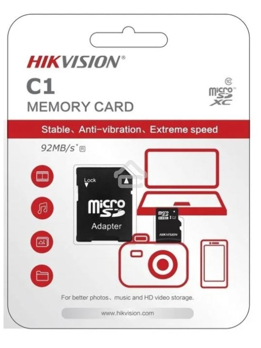 Флеш карта microSDHC 32GB Hikvision HS-TF-C1(STD)/32G/Adapter