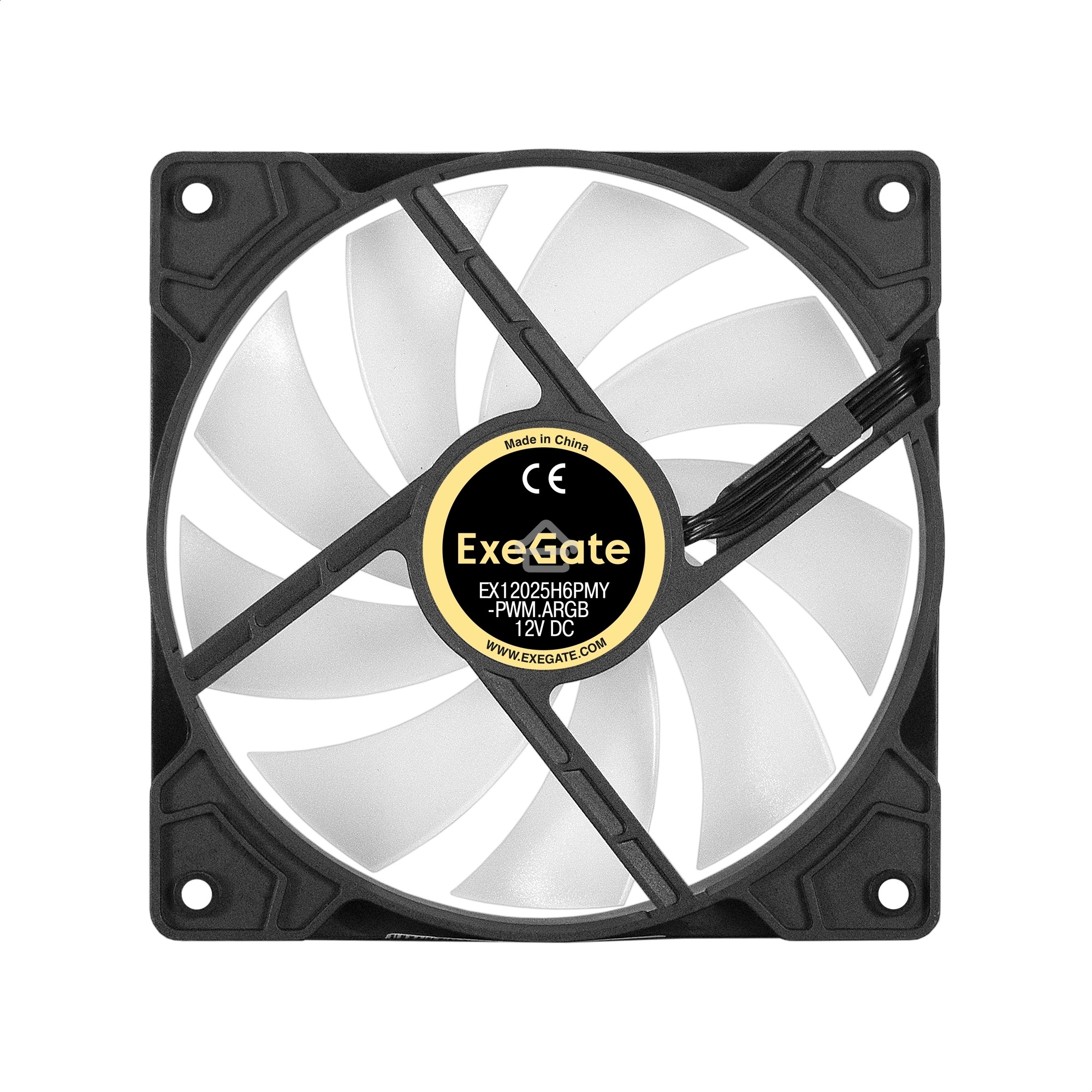 Вентилятор для корпуса ExeGate EX12025H6PMY-PWM.ARGb черный, 120 мм, 1200 об/мин, 33 дБ, 6 pin