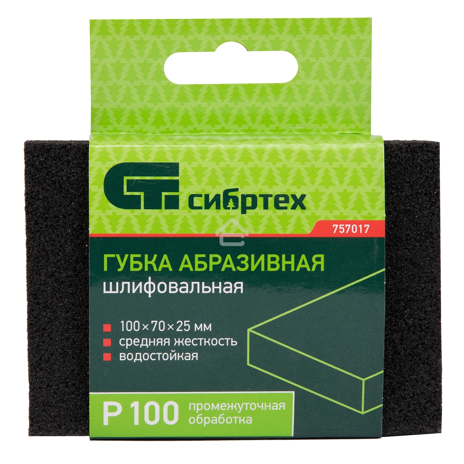 Губка для шлифования Сибртех, 100 х 70 х 25 мм, средняя жесткость, P 100