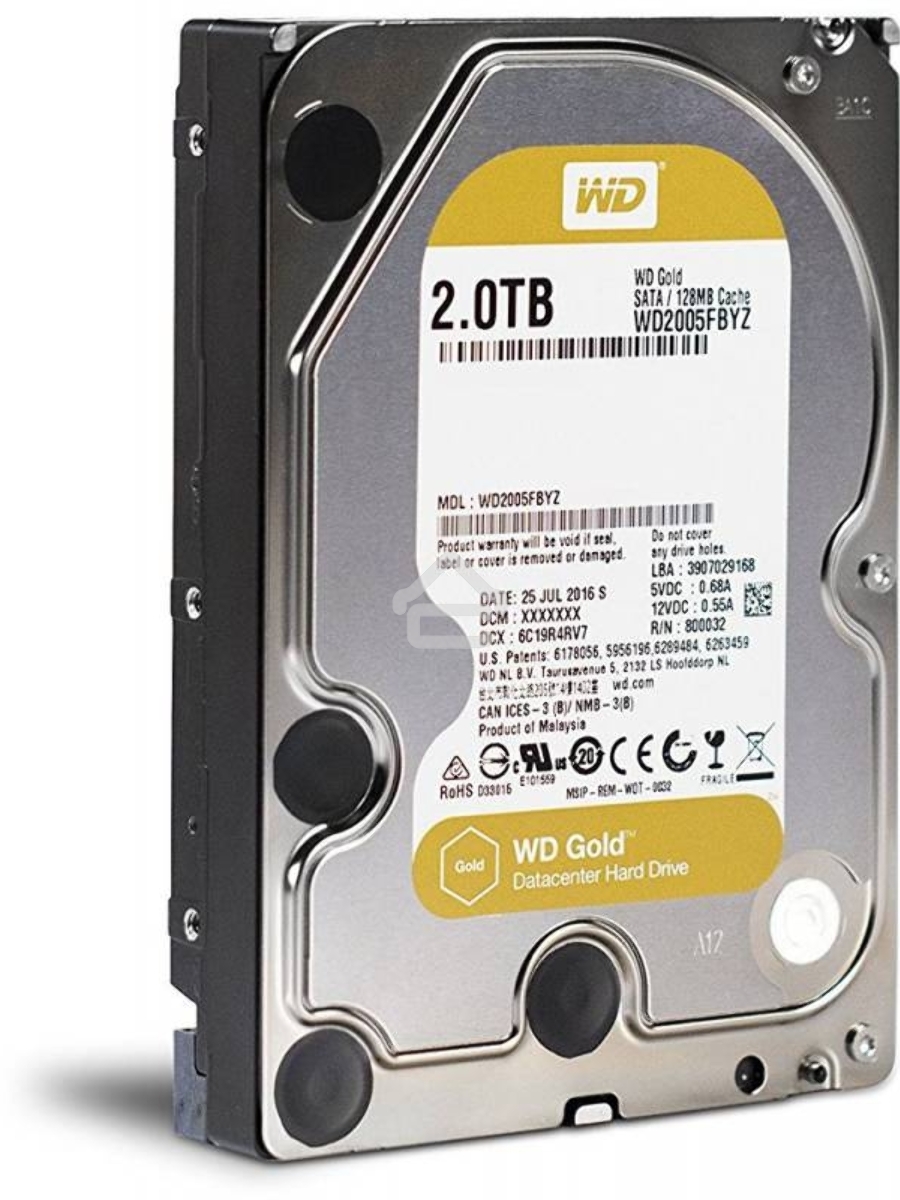 Жесткий диск WD Original SATA-III 2Tb WD2005FBYZ Gold (7200rpm) 128Mb 3.5