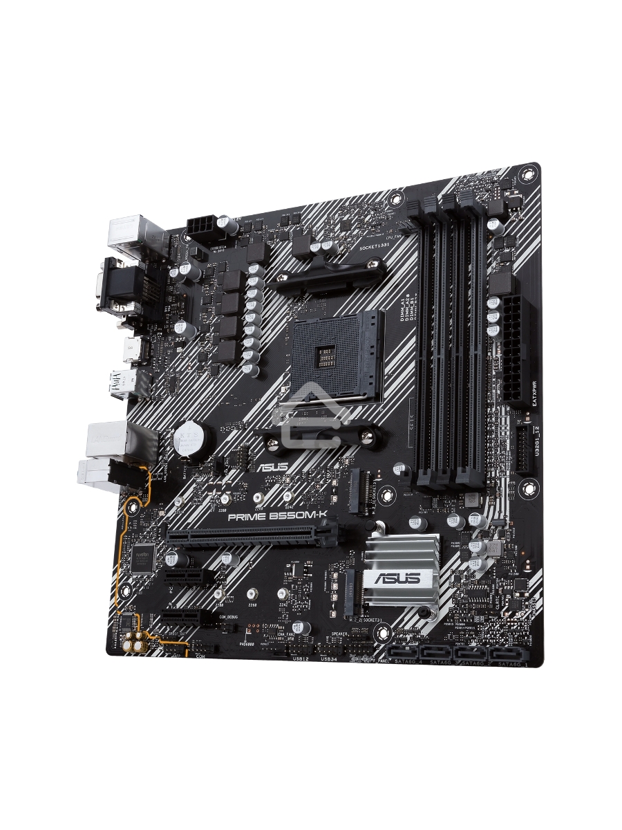 Материнская плата ASUS PRIME B550M-K, AM4, AMD B550, 4xDDR4, 4xSATA, 2xM.2, 1xPCIe 4.0 x16, 2xPCIe x1, 1xDVI-D, 1xHDMI, 1xVGA, 1x 1Gb LAN, 4xUSB 3.2 Gen 1, 2xUSB 3.2 Gen 2, 3x3.5 мм, 7.1, mATX