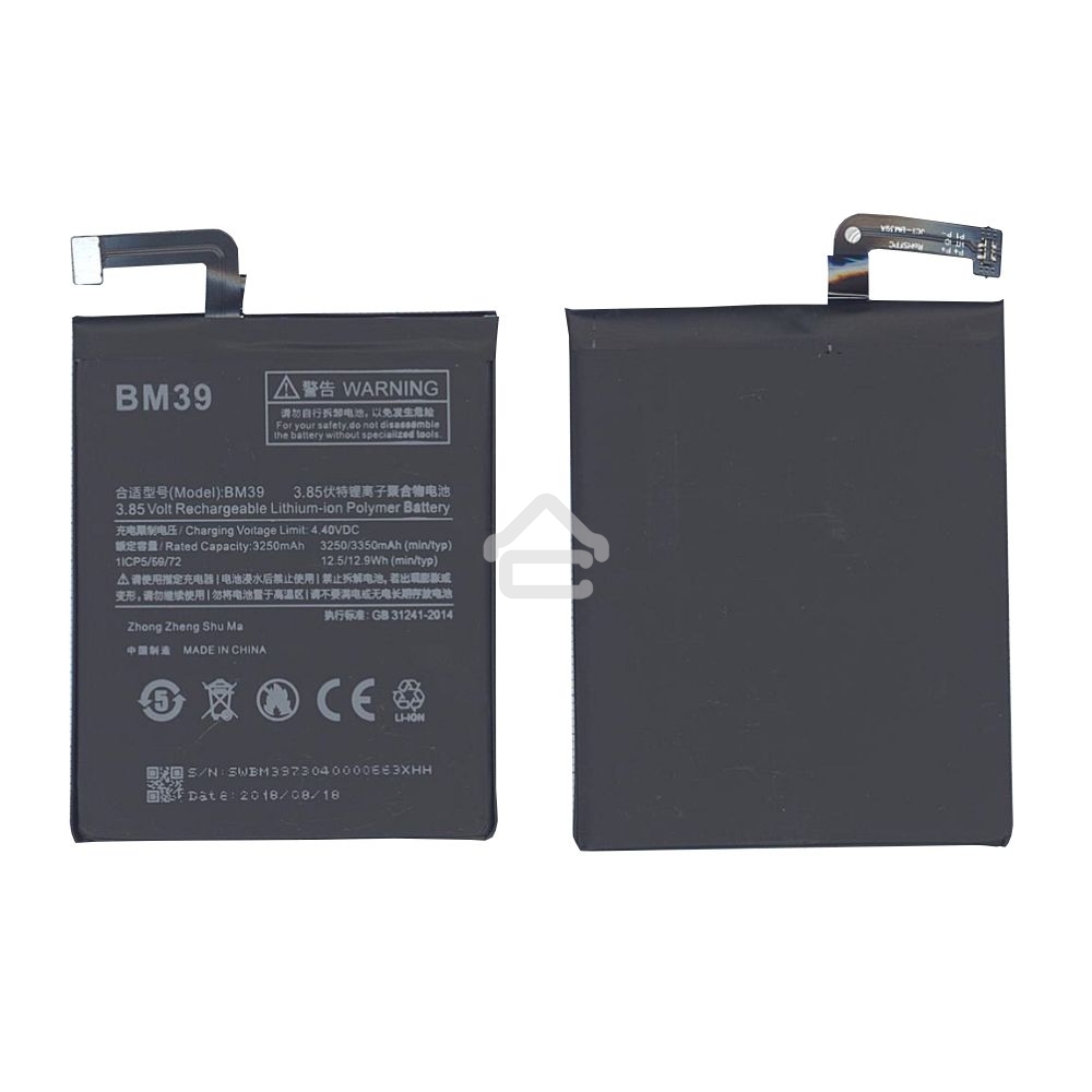 Аккумуляторная батарея BM39 для Xiaomi Mi 6 3250mAh/12.51Wh 3,85V