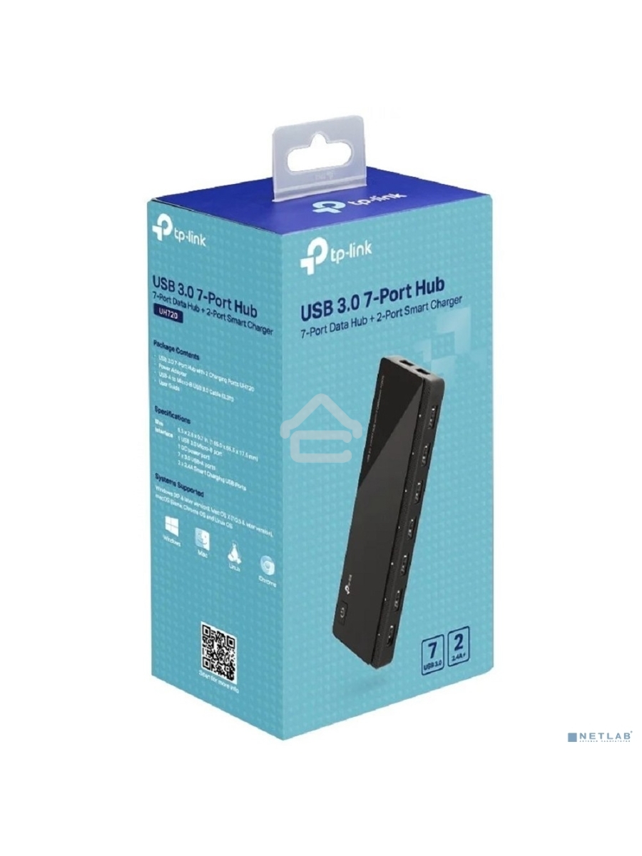 Сетевое оборудование TP-Link UH720 7 ports USB 3.0 Hub with 2 power charge ports (2.4A Max), Desktop, a 12V/4A Power Adapter included