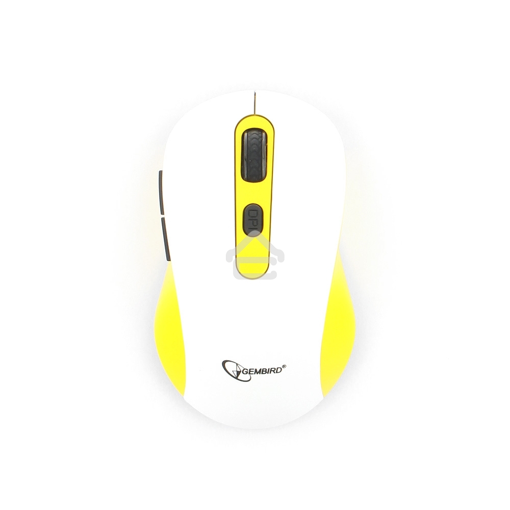 Мышь беспроводная Gembird MUSW-221-Y белый/желтый, 1600 dpi, радиоканал, USB, кнопки - 6