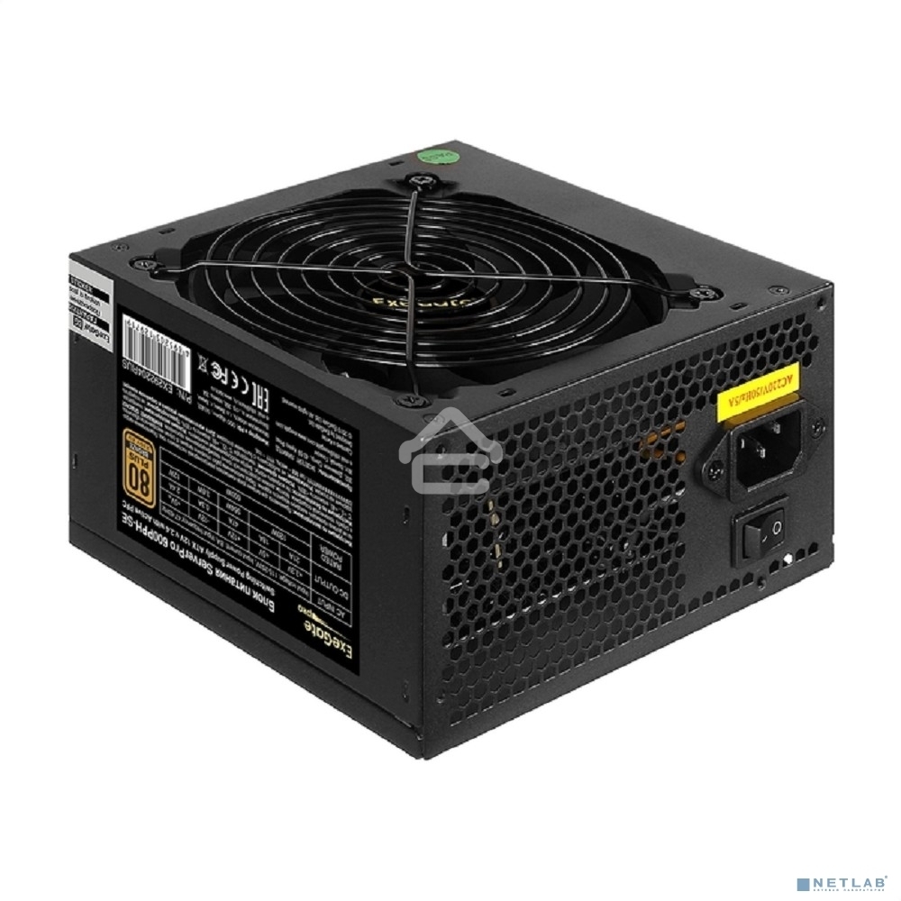 Блок питания серверный 600W ExeGate ServerPRO 80 PLUS Bronze, 600PPH-SE (ATX, for 3U+ cases, APFC, КПД 89% (80 PLUS Bronze), 12cm fan, 24p, (4+4)p, PCIe, 5SATA, 3IDE, black)