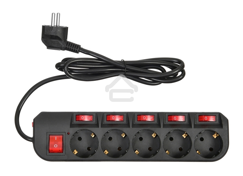 Сетевой фильтр Buro 500SH-1.8-SW-B 1.8 м, 5 розеток, черный, коробка